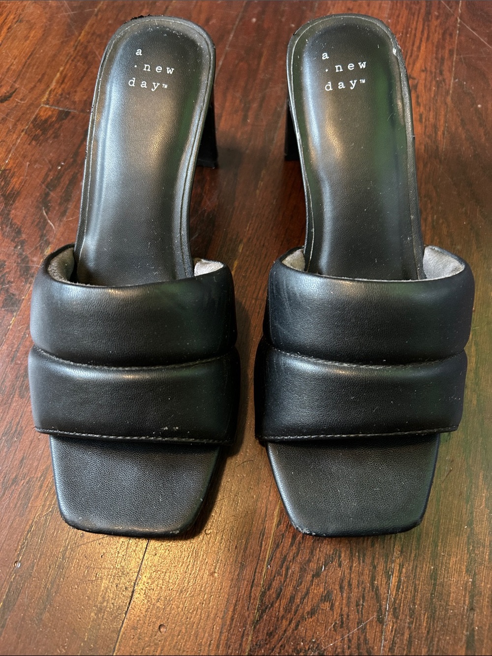 a new day Black Padded Slide Heels